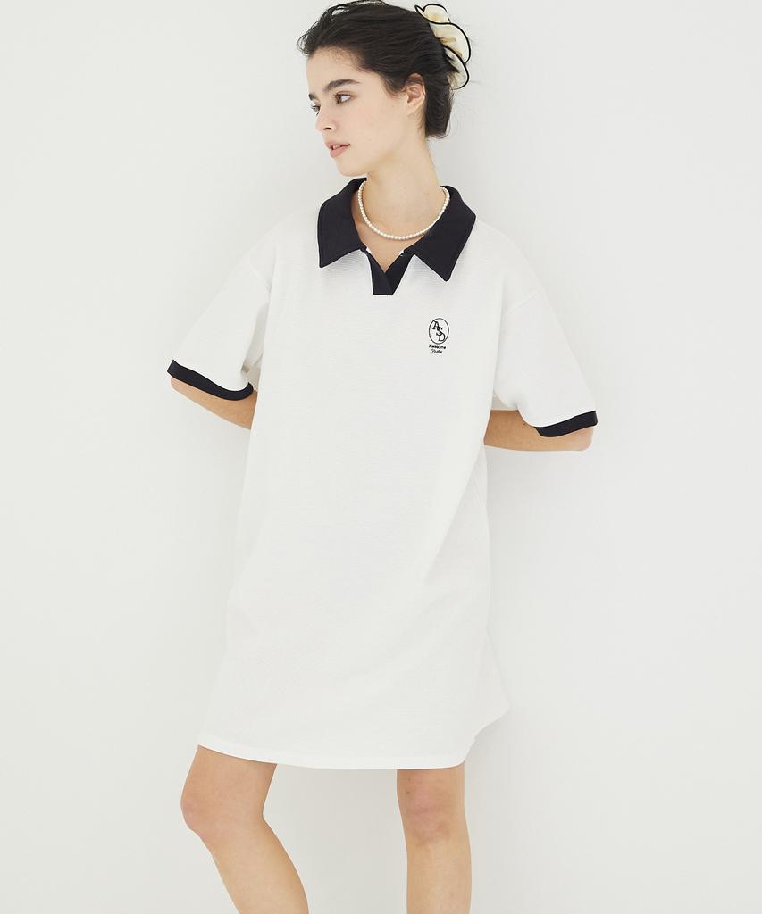 Awesome Studio Waffle Collar Contrast Dress Ivory