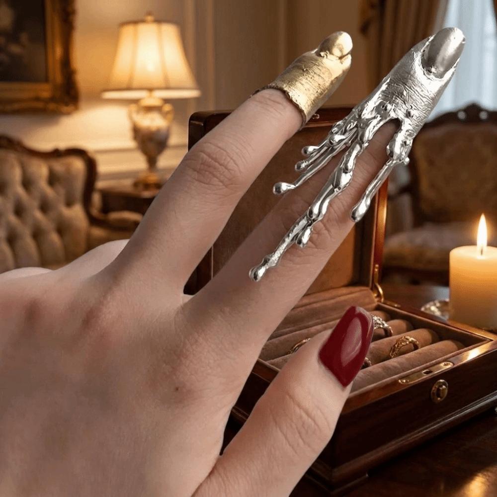 Irregular Texture Nail Sleeve Vintage Armor Ring Unique Lava Drop Ring Vacation