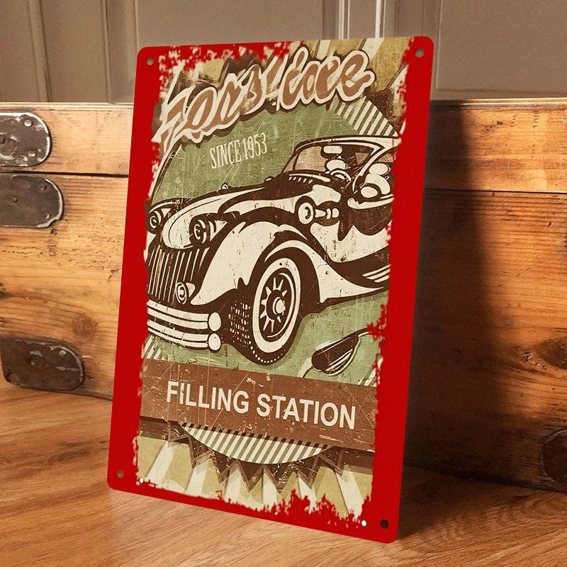 

1 piece of vintage car tinplate wall hanging, 1953 classic car model, gas station themed wall decoration, American country style (as the picture,20x30cm)