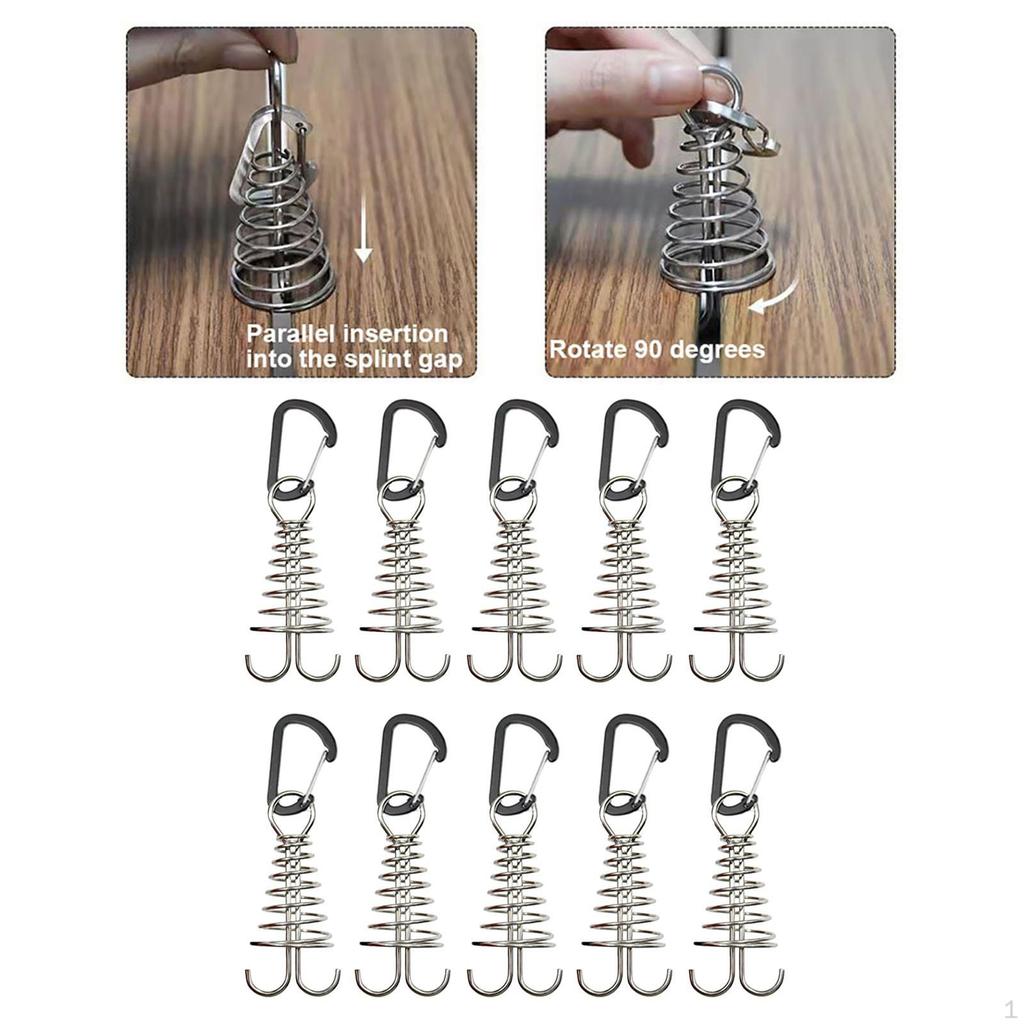 Stakes Deck Anchor Peg, with Spring Buckle Awning High Strength Tool Carabiner Clips Peg for Camping