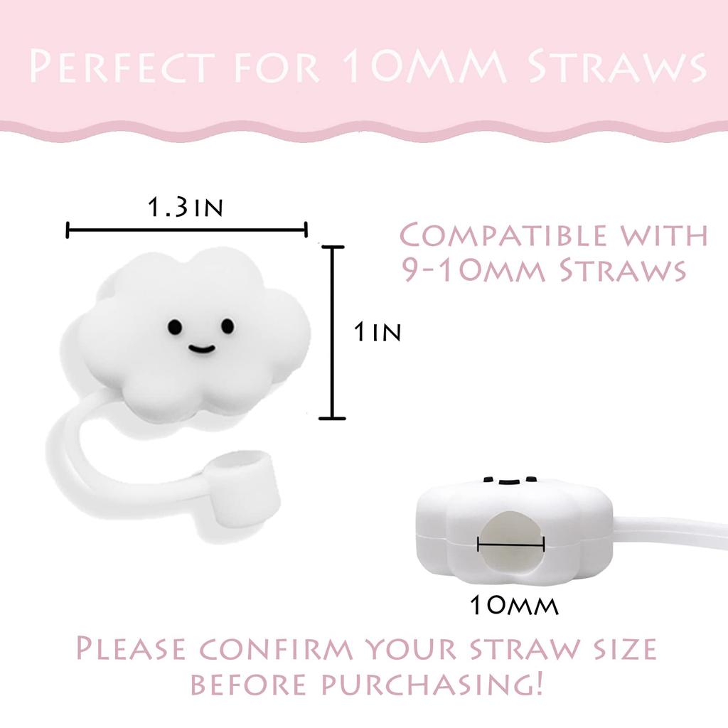 HIUSITY 7Pcs Straw Cover Topper for Stanley Cup Silicone Straw Cap for Tumbler with Handle 40oz Cute Cloud Straw Cover Dustproof Reusable Straw Tooper