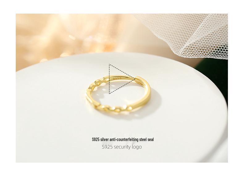 Banyan Tree S925 Silver Open Buckle Ring with English Letter Design for Women