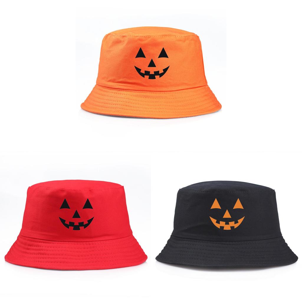 Halloween Pumpkin Printed Bucket Hat With Sun Protection For Summer And Autumn Wear