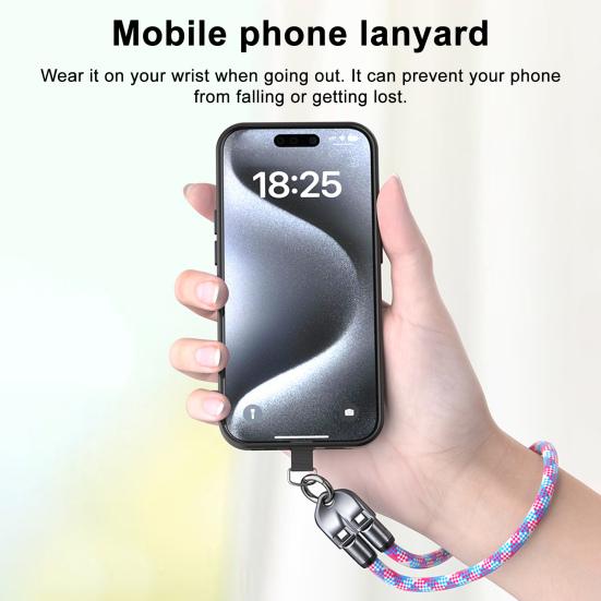 C to C 240W Charging Cable 2-in-1 Cell Phone Lanyard Wearable Bracelet Portable 5A Fast Charging USB-C Data Cable for Smartphones Tablets Laptops