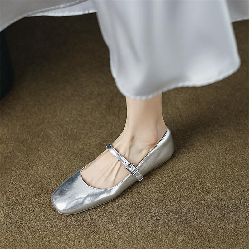 Fashion New Spring Autumn Split Leather Women Pumps Flat Shoes for Women Round Toe Mary Jane Shoes Low Heel Zapatos Mujer Ladies Shoes