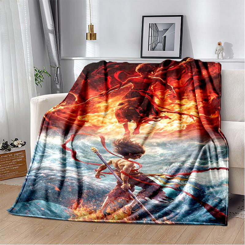 Nezha Flannel Office Student Nap Blanket: Winter Air Conditioning Sofa Picnic - Soft and Cozy Shawl Wrap