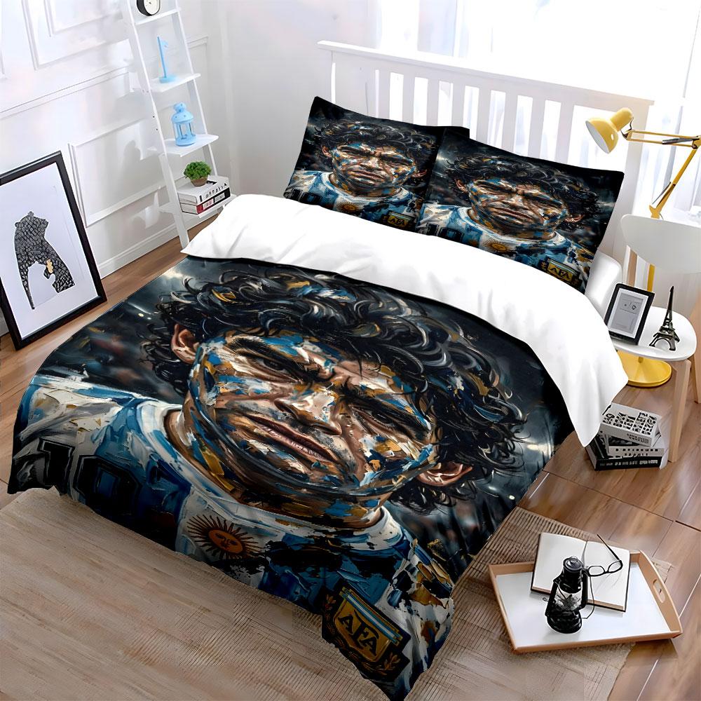 Painted Portrait with Blue Strokes Bedding Duvet Cover Set Duvet Cover Pillowcases  (1*Duvet Cover 2*Pillowcases, Without Duvet Insert)