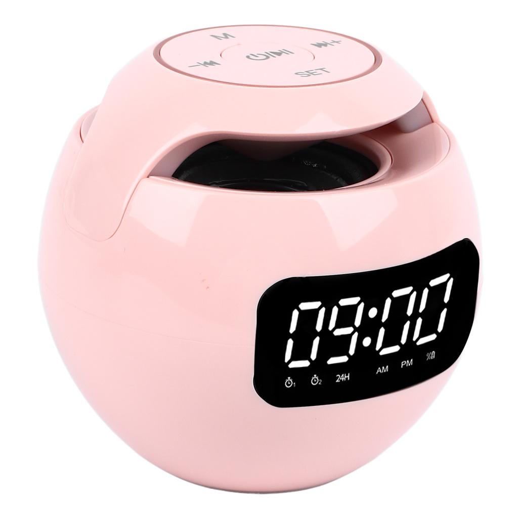 Bluetooth Clock Speaker Round Small Support Memory Card Wireless Alarm Clock Speaker with Radio Night Light