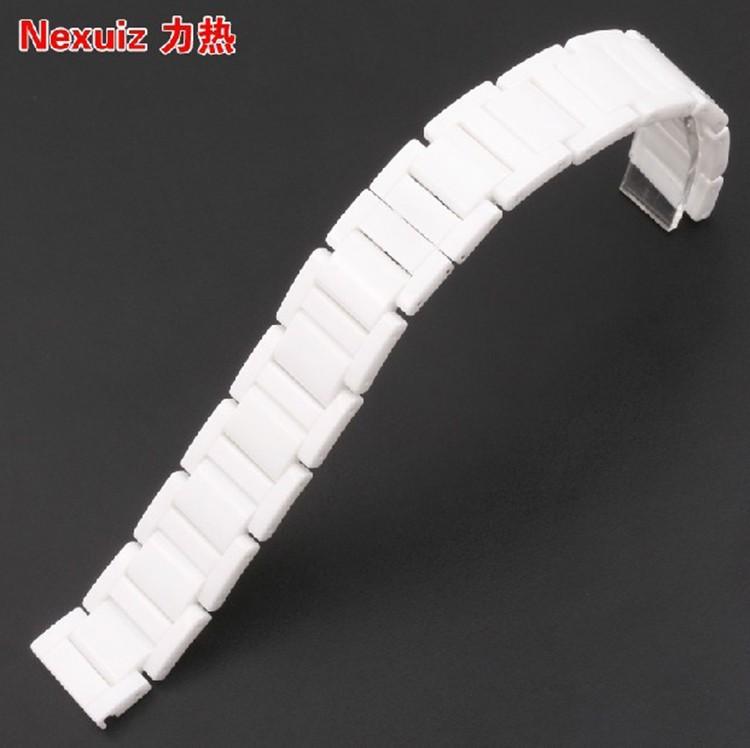 14mm 16mm 18mm 20mm 22mm Hochwertige silberne Faltschließe und weiße Keramik-Uhrenarmbänder Herren Damen Armband