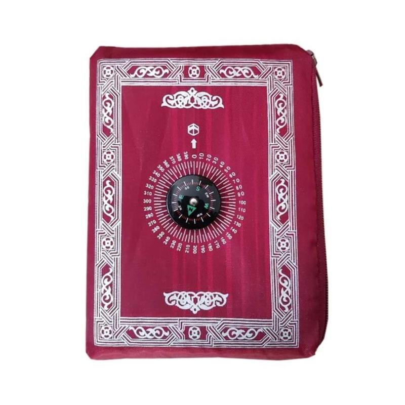5pcs Islamic Travel Prayer Mat Set Optional Compassed Waterproofie Polyester Prayer Carpet With Large Carry Bag 60x100cm