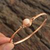 Pink Opal Gemstone 100% 925 Sterling Silver Women Jewelry Rose Gold Plated Bangle Bracelet