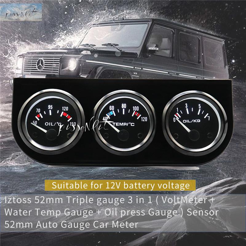 52mm Triple kit Oil Temp Gauge Water Temp Gauge Temperature Oil Pressure Gauge Sensor 3in1 Car Meter Auto Gauge Instruments