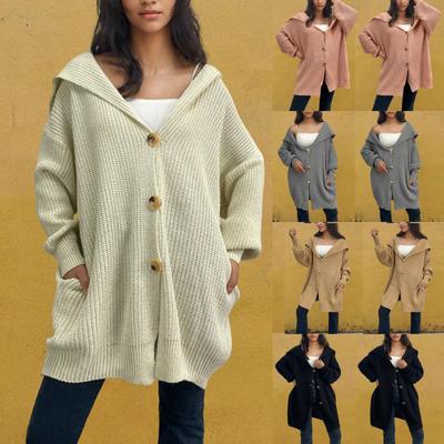 Women's Fashion Autumn/winter Single Breasted Cardigan Sweater Loose Lapel Sweater Coat