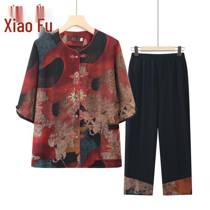 Mid-Aged Women's Summer Seven-Sleeve Outfit Set