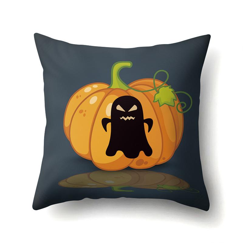 Halloween Polyester Pillow Case Car Waist Pillow Pumpkin Sofa Cushion Cover Office and Home Pillow Case