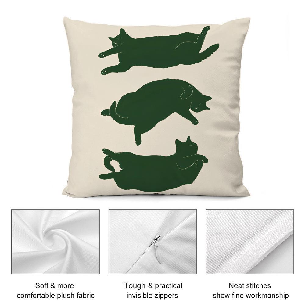 Minimalist Sleepy Cats Cushion Cover Soft Plush Fabric DoubleSided Printed Cushion Covers for All Seasons Modern HomeDecor Gift