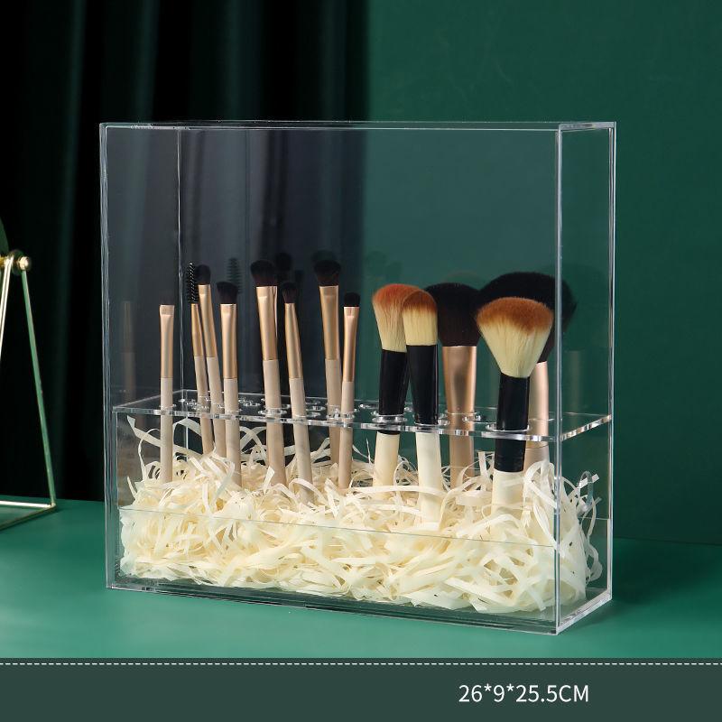 

Acrylic Makeup Brush Organizer,Dustproof Lipstick Eyebrow Pencil Holder,Cosmetic Brush Storage Box for Vanity,Bathroom, Bedroom