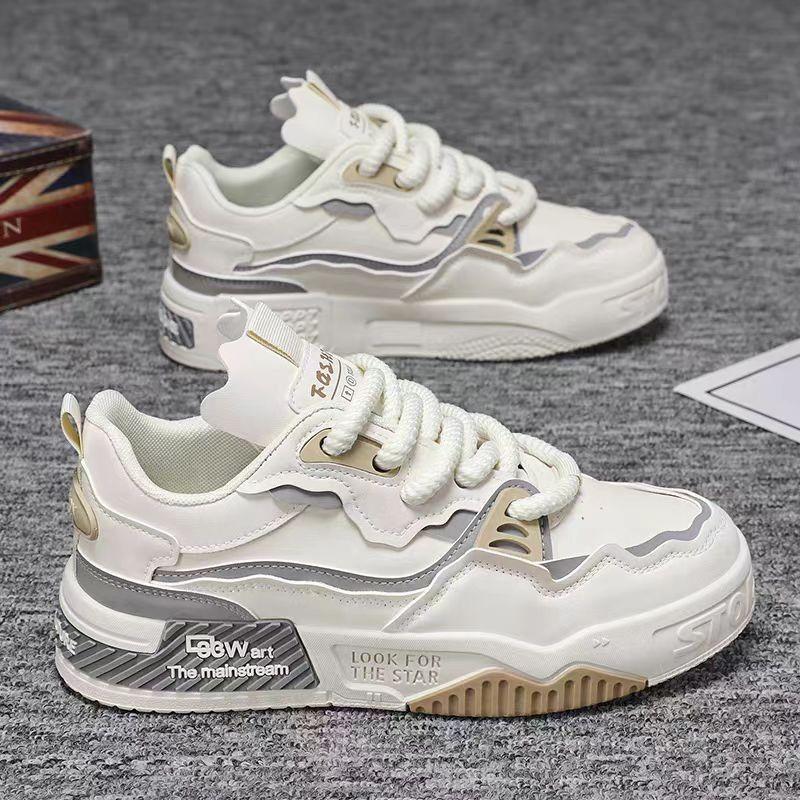 Men's shoes spring and summer new versatile platform casual leather surface waterproof and non-slip youth sports trendy shoes board shoes