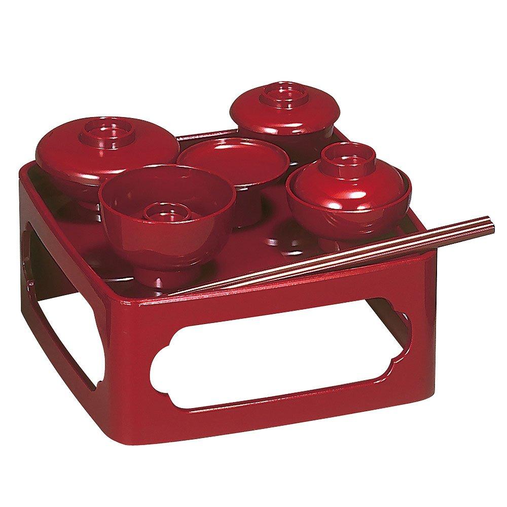 

[Standard Memorial Meal] Buddhist Meal, Vermilion, 6.5 inches [Made in Japan]