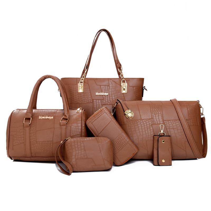 Damentasche, neues Krokodilmuster glänzend fünfteiliges Set, Mutter-Kind-Tasche, Damen Messenger Bag mit großem Fassungsvermögen, Schultertasche, Handtasche.