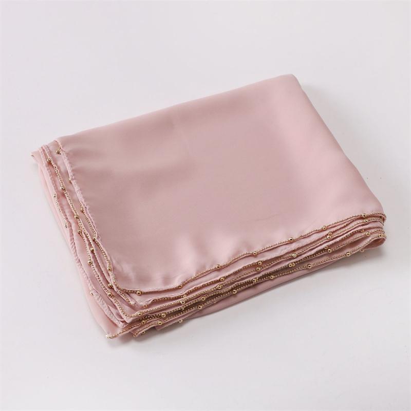 Fashion Necklace Chain Instant Bubble Chiffon Hijab Women Beach Summer Shawl Wrap Solid Muslim Stole Neck Snood 175*70Cm