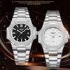 LONGLUX Men's Steel Strap Nautilus Watch Calendar Luminous Business Quartz Watch