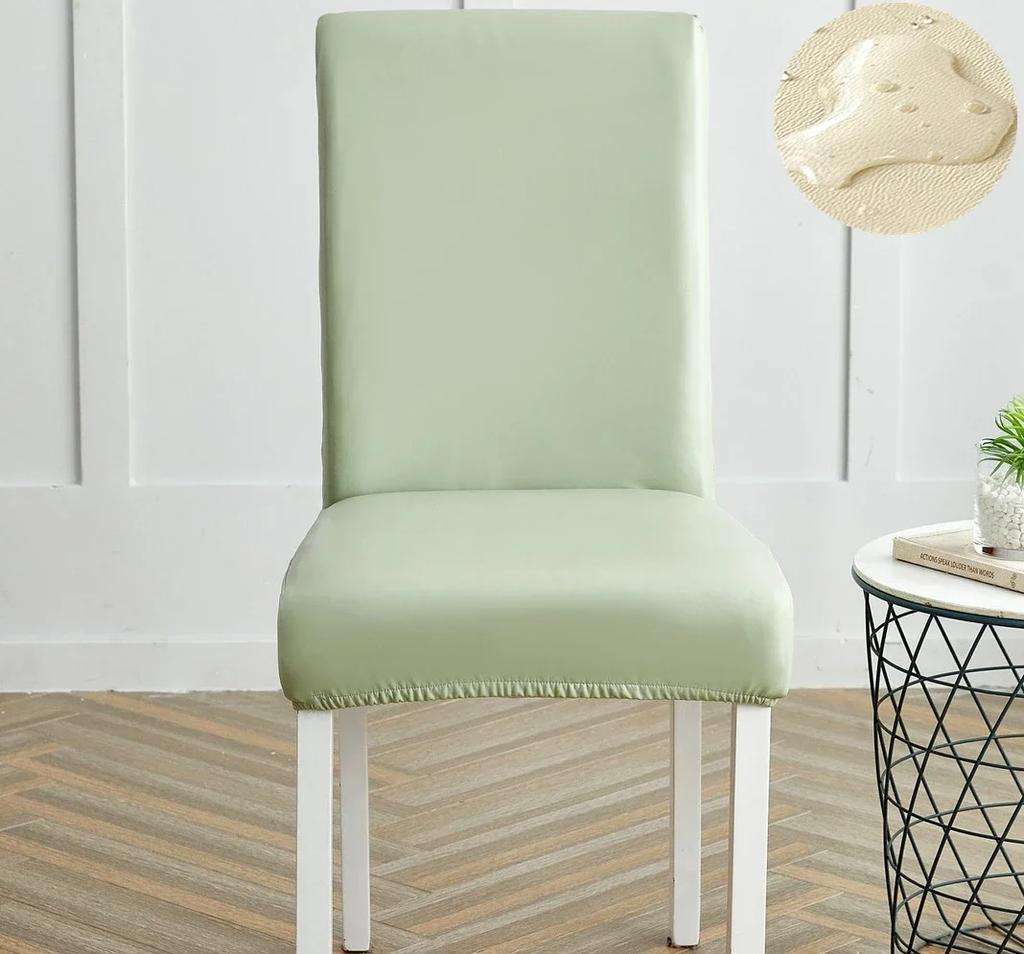 Chair Covers Waterproof for Dining Chair PU Slipcover Prevent Oil Stain, Stretch dustproof Protector Kitchen Chair cover