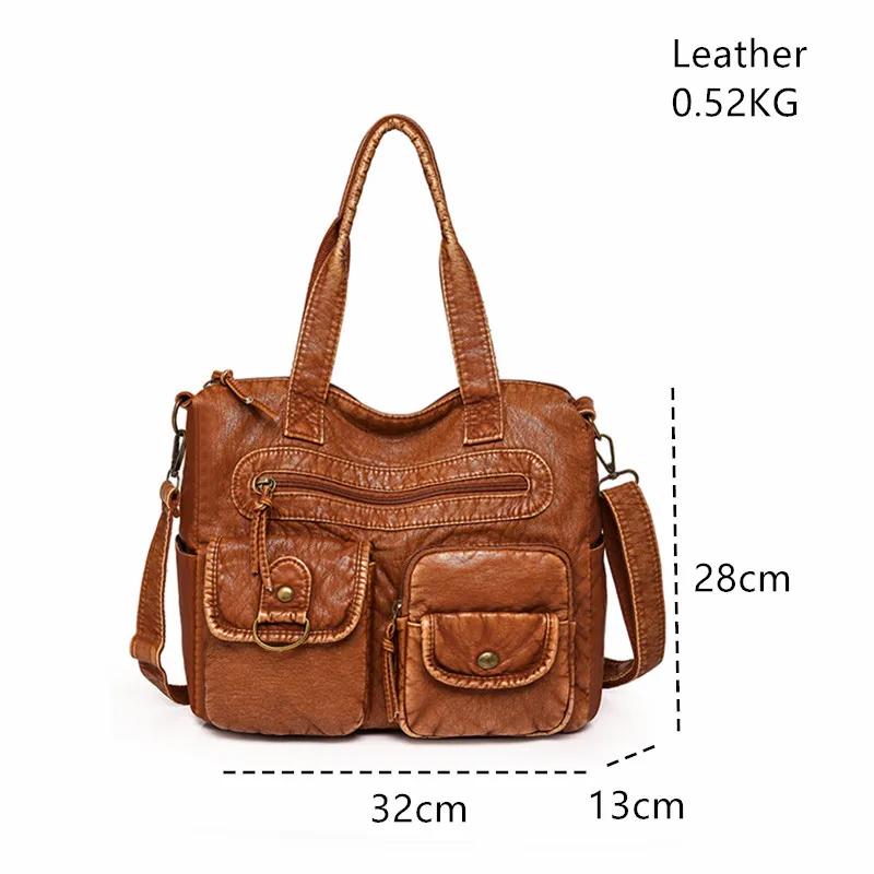 Fashion Soft Leather Crossbody Bag Shoulder Bags New Women‘s Large Capacity Casual Totes Solid Color Double Pockets Shopping Bag