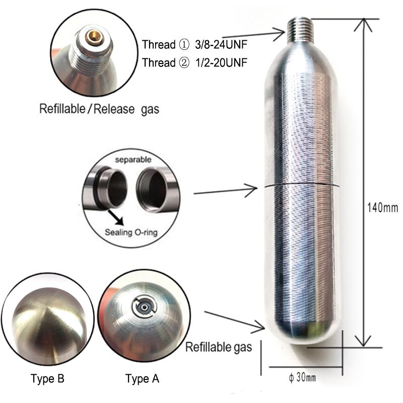 Cartucce di CO2 Ricaricabili da 45g Bombola Ricaricabile per Ciclismo all'Aperto Pompa d'Aria Gonfiabile per Auto Bevande Gassate Produzione di Birra