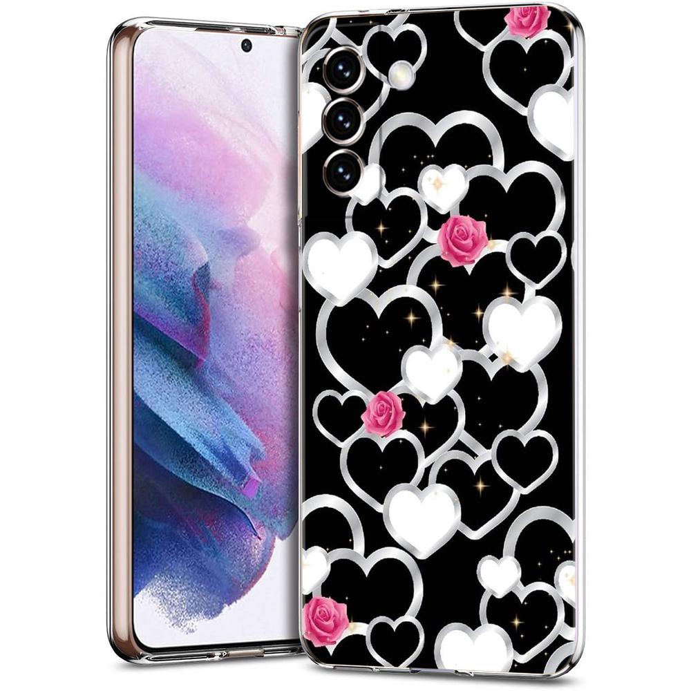 Gold Rose Love Heart Phone Case For Samsung Galaxy S24 Ultra S23 FE S22 S20 S21 5G S10 S9 Plus S10E S8 Soft Silicone Clear Cover