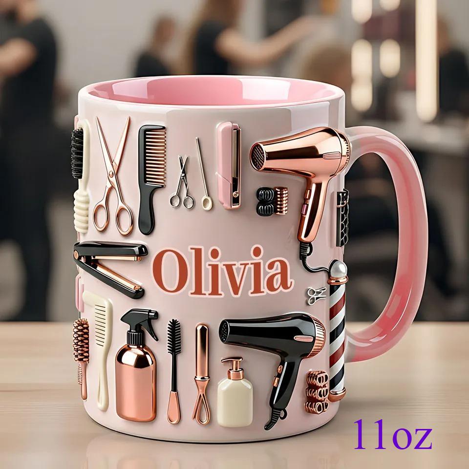 Pink proud hairdresser themed mug, Hairdresser Accent Mug, Milk tea cup, breakfast cup, coffee cup, water cup, mug, tea water cup 11oz