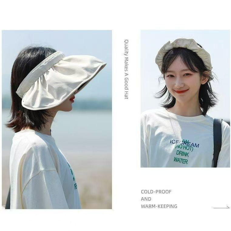 Summer vinyl sunscreen hat women's new sun hat empty top sun hat breathable shell hat beach hat