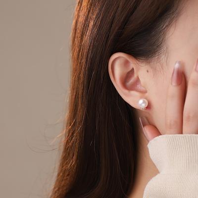 Pearl Zircon Earrings Light Luxury Geometric Simple Style Sweet Temperament Versatile Earrings