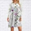 Women Casual Dress Autumn Orange Dazzling Flowers Print Dresses For Women O-neck Short Sleeve Dress Plus Size