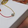 Korean Fashion 18K Rose Gold Zodiac Bracelet with Single Diamond & Red Rope Design for Women