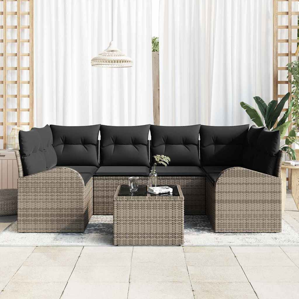 Garden Sofa Set Gray 55 x 55 x 37 cm Poly Rattan