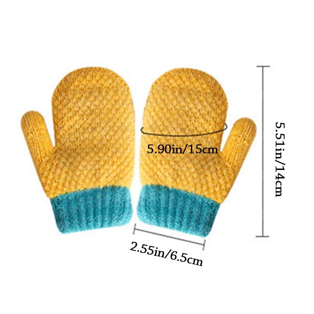 Winter Plush Hanging Neck Knitted Mittens Cute Thick Warm Kids Gloves
