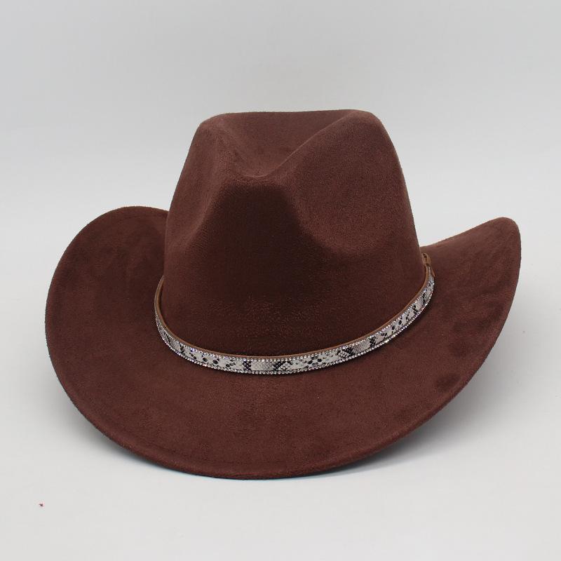 White Leather Textured Tibetan Woolen Hat Men'S And Women'S Wide-Brimmed American Top Hat Western Cowboy Hat Jackson Jazz Hat