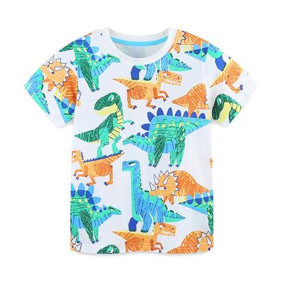 Summer Children's T-shirt Creative Dinosaur Print Boys Short Sleeve T-shirt Cotton Knitted Middle and Child Top