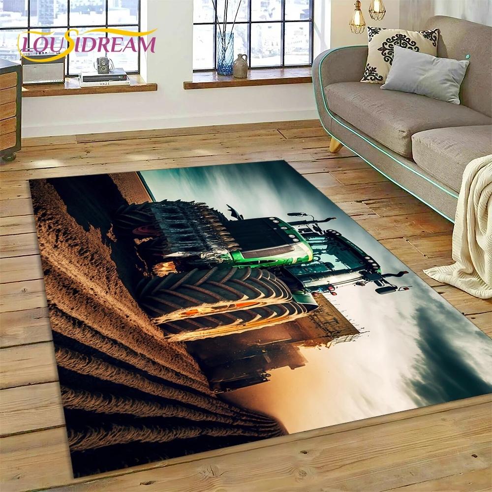 Retro Tractor Car 3D Truck Rug Carpet for Living Room Bedroom Home Decor,Floor Mat Non-slip Decoration for Sofa Doormat Kid Gift