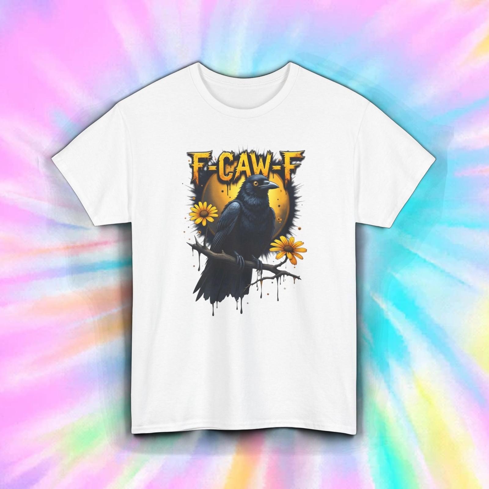 F-Caw-F Raven Skull Shirt | Gothic Sunflower Crow Halloween Funny Graphic Tee M