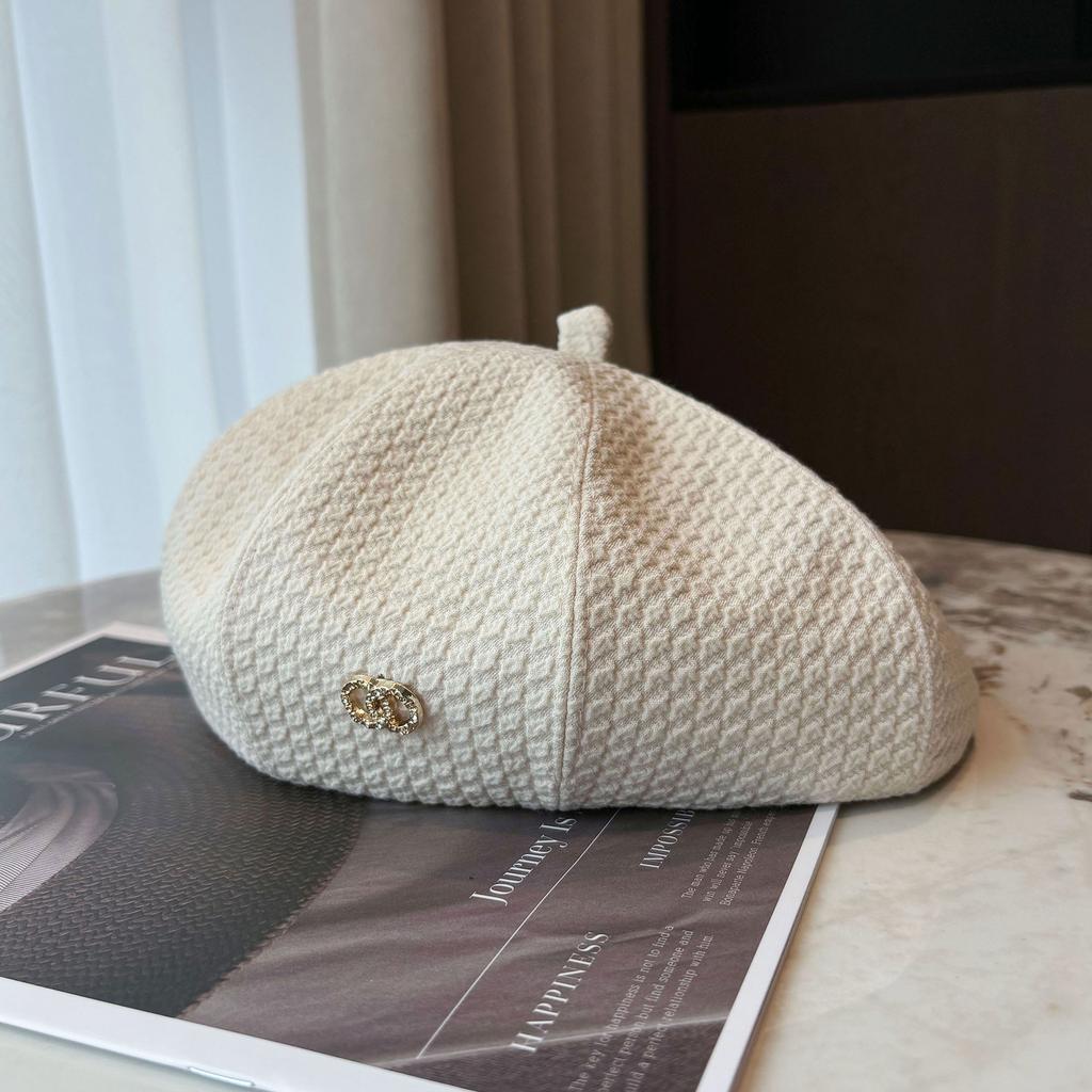 New cute bow beret spring and autumn versatile face little cloud painter hat