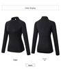 Women's Quick-Dry Long Sleeve Bodycon Sports Yoga Top with Half-Zip and Stand-Up Collar.