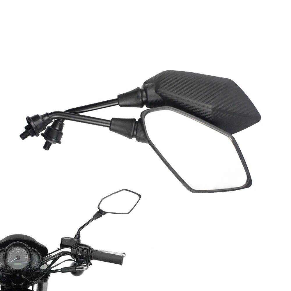 Motorradspiegel 2 Stück E-Bike Rückspiegel Electrombile Rückseite konvex 8mm 10mm Kohlefaser