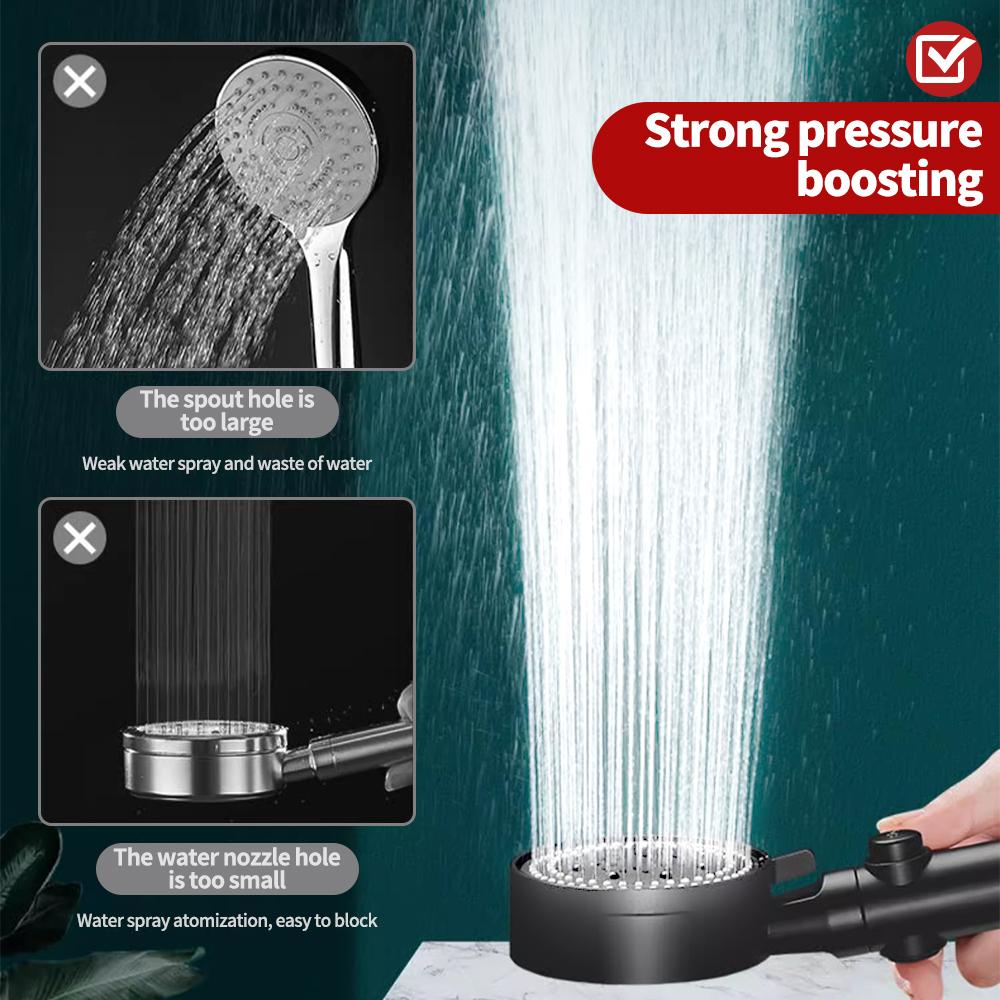 Cap de duș cu 5 moduri de înaltă presiune, reglabil, sub presiune, economisirea apei cu o singură tastă, masaj cu apă, duș ecologic, accesoriu pentru baie