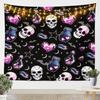 Gothic Skull Tapestry Skeleton Tapesrties Décor Living Room Bedroom Halloween Night Wall Hangings Art Black White Tapestry Wall