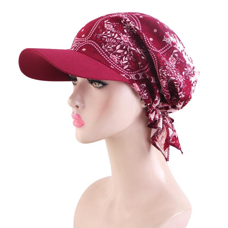 Spring and Summer New Triangle Scarf Printed Brim Headscarf Cap Cap Outdoor Sun Hat JDT-234P