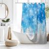 Winter Snowflake Shower Curtain Blue Sky Pine Trees Christmas Holiday Bath Decor Waterproof Fabric Seasonal Theme Home 70x80