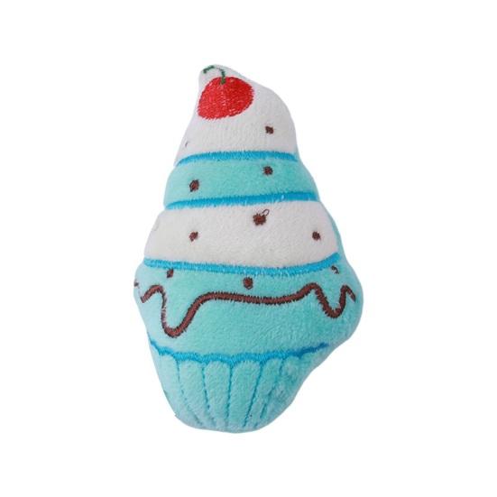 Pet Toy Bite-Resistant Plush Chew Toy with Interactive Sound Design Squeaky Ice Cream Shape Pet Teeth Cleaning Toy
