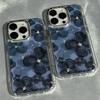 Dark Blue Floral Case for Samsung Galaxy S26 Edge S25 S24 S23 FE S22 Ultra Plus A73 5G A72 4G A71 A57 A55 A56 A51 4G TPU Cover